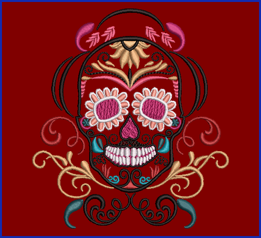 Sugar Skull 02 - 2 Hoop Sizes Digital Design Downloads