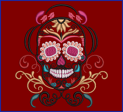 Sugar Skull 02 - 2 Hoop Sizes Digital Design Downloads