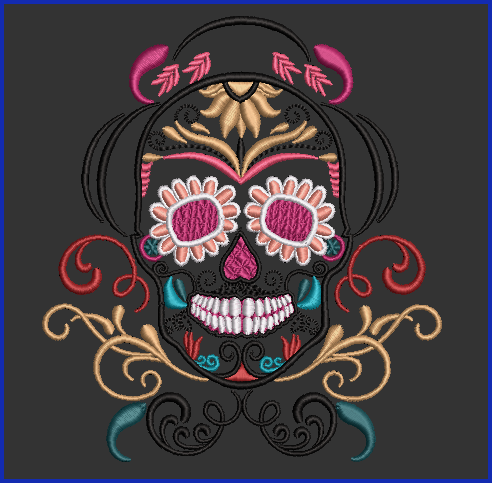 Sugar Skull 02 - 2 Hoop Sizes Digital Design Downloads