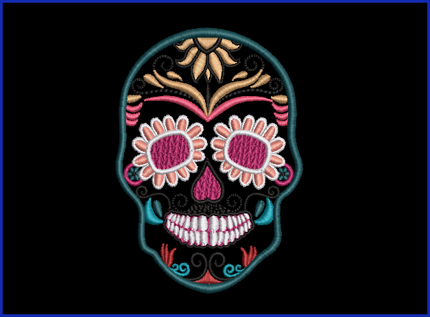 Sugar Skull 02 - 2 Hoop Sizes Digital Design Downloads