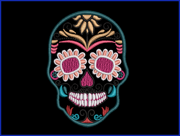 Sugar Skull 02 - 2 Hoop Sizes Digital Design Downloads
