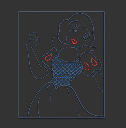 Snow White Outline - Satin Stitches. Beautiful Stich Out.
