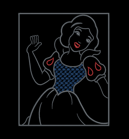 Snow White Outline - Satin Stitches. Beautiful Stich Out.