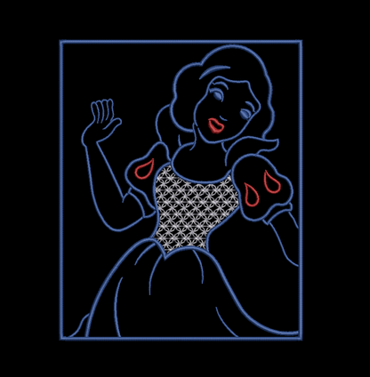Snow White Outline - Satin Stitches. Beautiful Stich Out.