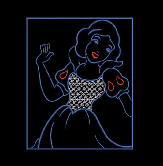 Snow White Outline - Satin Stitches. Beautiful Stich Out.