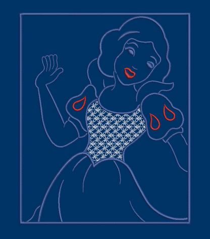 Snow White Outline - Satin Stitches. Beautiful Stich Out.