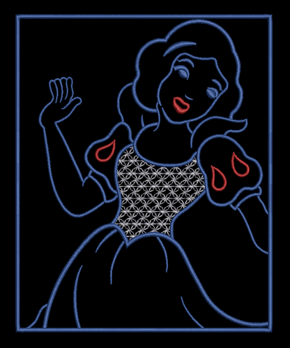 Snow White Outline - Satin Stitches. Beautiful Stich Out.