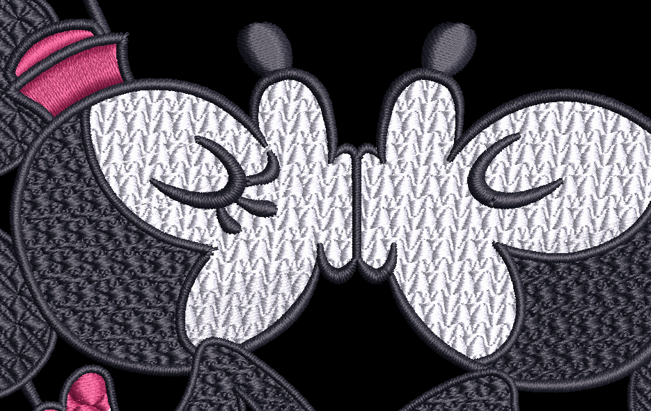 Vintage Mickey and Minnie Mouse Kiss Embroidery Design