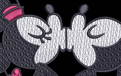 Vintage Mickey and Minnie Mouse Kiss Embroidery Design