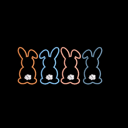 Row of Bunnies and Bunny Appliques and Design