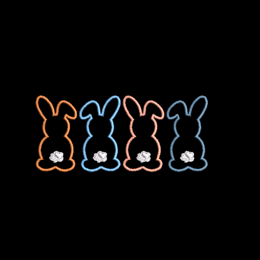 Row of Bunnies and Bunny Appliques and Design